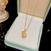 Titanium Steel Women's Heart Shaped Clavicle Chain Necklace With Mixed Gem Inlay And Inlaid Zircon
