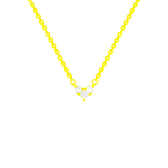 Titanium Steel Women's Heart Shaped Clavicle Chain Necklace With Mixed Gem Inlay And Inlaid Zircon