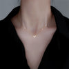 Titanium Steel Women's Heart Shaped Clavicle Chain Necklace With Mixed Gem Inlay And Inlaid Zircon
