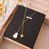 Titanium Steel Women's Highend Geometric Style Shell Tassel Gourd Necklace With 18K Gold Powder Plated Treatment