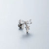 Titanium Steel Women's Inlaid Zircon Heart And Bow Pattern Princess Style Ear Nails