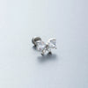Titanium Steel Women's Inlaid Zircon Heart And Bow Pattern Princess Style Ear Nails