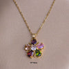 Titanium Steel Women's Jewelry Set With Gemstone Flower Pendant Ring And Earring Electroplated O Word Chain