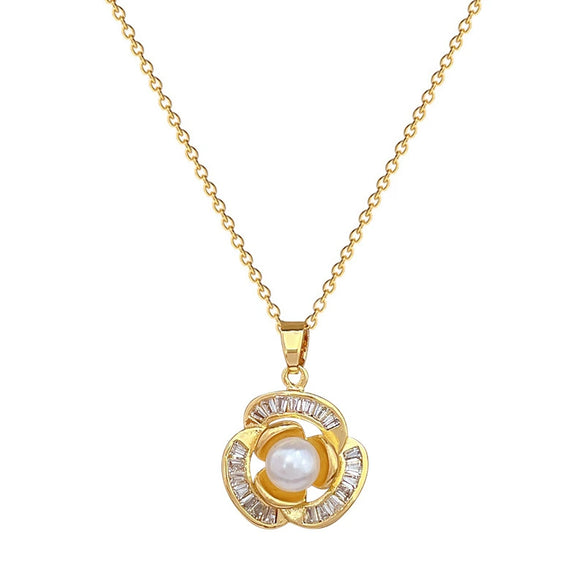 Titanium Steel Women's Jewelry Set With Geometric Pattern And Electroplating Treatment Light Luxury Style With Pearl And Diamond Accents