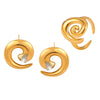 Titanium Steel Women's Jewelry Set With Marine Organisms Pattern Electroplated Whirlwind Design Earrings And Ring