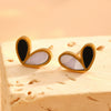 Titanium Steel Women's Jewelry Set With Peach Heart Shape And Plants Flowers Pattern