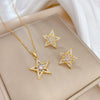 Titanium Steel Women's Jewelry With Geometric Pattern Electroplating Flower And Fivepointed Star Design