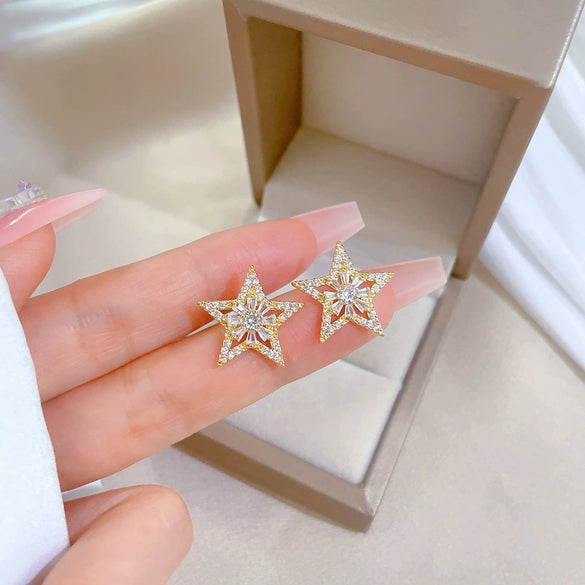 Titanium Steel Women's Jewelry With Geometric Pattern Electroplating Flower And Fivepointed Star Design