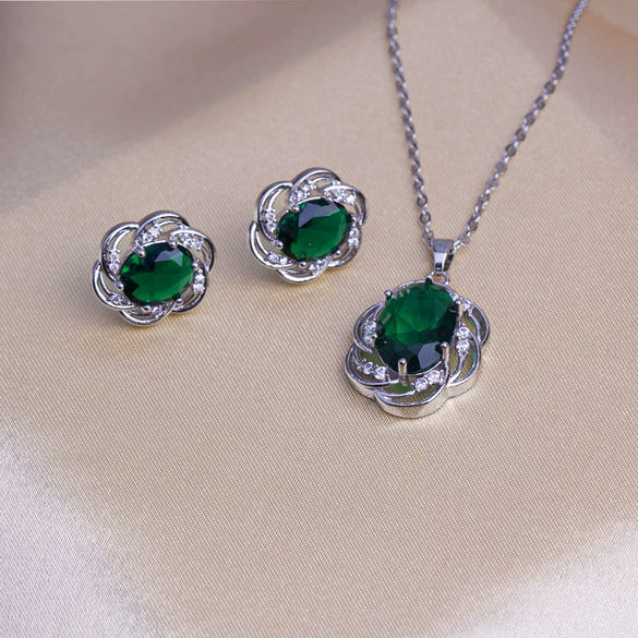 Titanium Steel Women's Jewelry With Pearl Pendant O Word Chain Leaf Pattern Mixed Gemstone Setting Electroplating