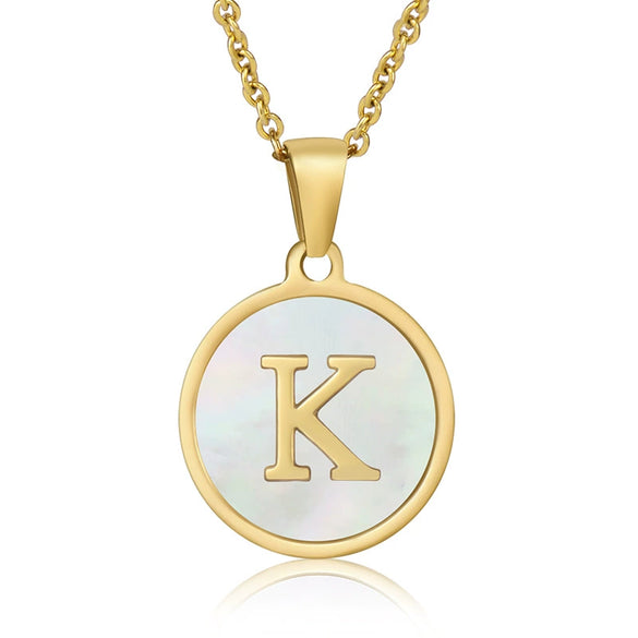 316L Stainless Steel Women's Letter Pattern Gold Inlaid Cross Chain Clavicle Necklace Pendant Jewelry