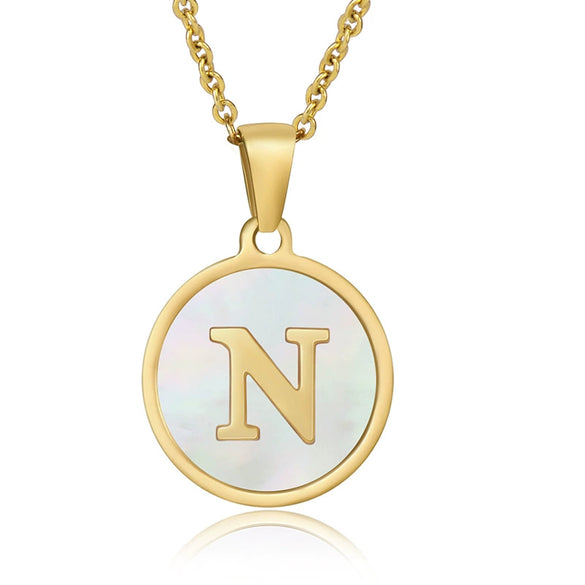 316L Stainless Steel Women's Letter Pattern Gold Inlaid Cross Chain Clavicle Necklace Pendant Jewelry