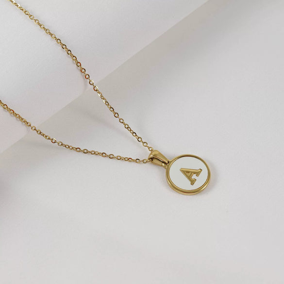 316L Stainless Steel Women's Letter Pattern Gold Inlaid Cross Chain Clavicle Necklace Pendant Jewelry