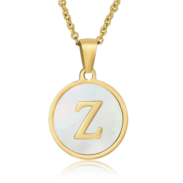 316L Stainless Steel Women's Letter Pattern Gold Inlaid Cross Chain Clavicle Necklace Pendant Jewelry