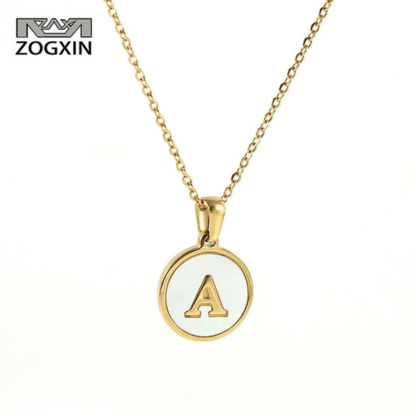 316L Stainless Steel Women's Letter Pattern Gold Inlaid Cross Chain Clavicle Necklace Pendant Jewelry
