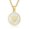 316L Stainless Steel Women's Letter Pattern Gold Inlaid Cross Chain Clavicle Necklace Pendant Jewelry