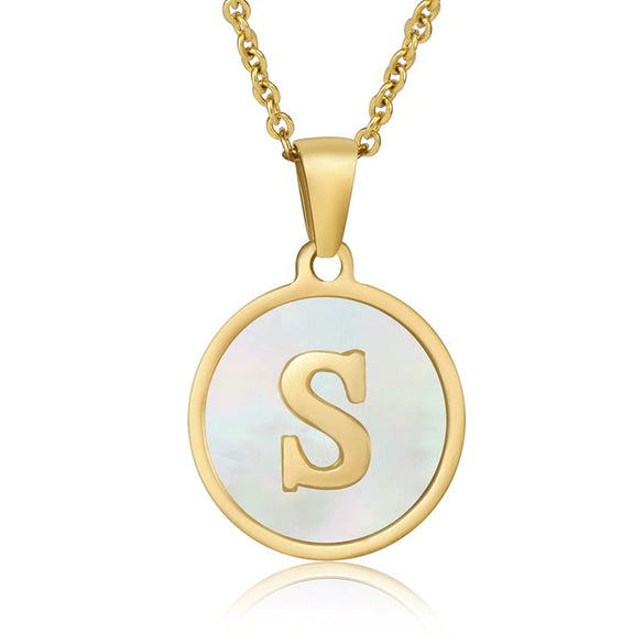 316L Stainless Steel Women's Letter Pattern Gold Inlaid Cross Chain Clavicle Necklace Pendant Jewelry