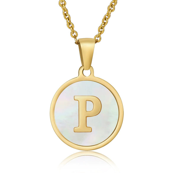 316L Stainless Steel Women's Letter Pattern Gold Inlaid Cross Chain Clavicle Necklace Pendant Jewelry