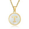 316L Stainless Steel Women's Letter Pattern Gold Inlaid Cross Chain Clavicle Necklace Pendant Jewelry
