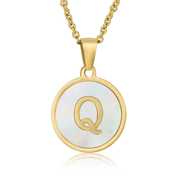 316L Stainless Steel Women's Letter Pattern Gold Inlaid Cross Chain Clavicle Necklace Pendant Jewelry