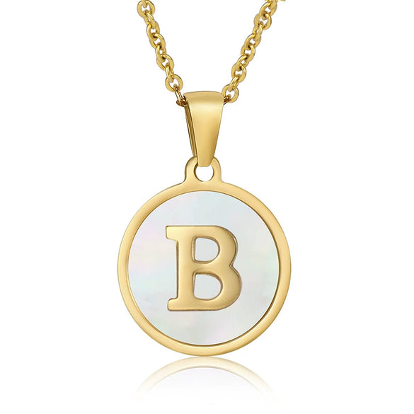316L Stainless Steel Women's Letter Pattern Gold Inlaid Cross Chain Clavicle Necklace Pendant Jewelry