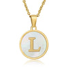 316L Stainless Steel Women's Letter Pattern Gold Inlaid Cross Chain Clavicle Necklace Pendant Jewelry