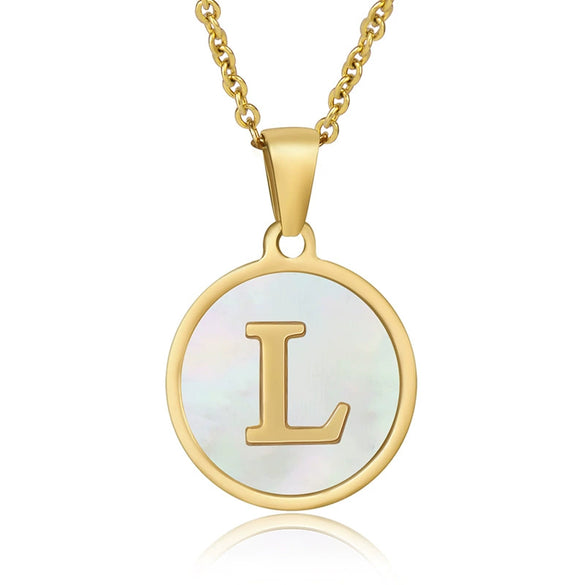 316L Stainless Steel Women's Letter Pattern Gold Inlaid Cross Chain Clavicle Necklace Pendant Jewelry