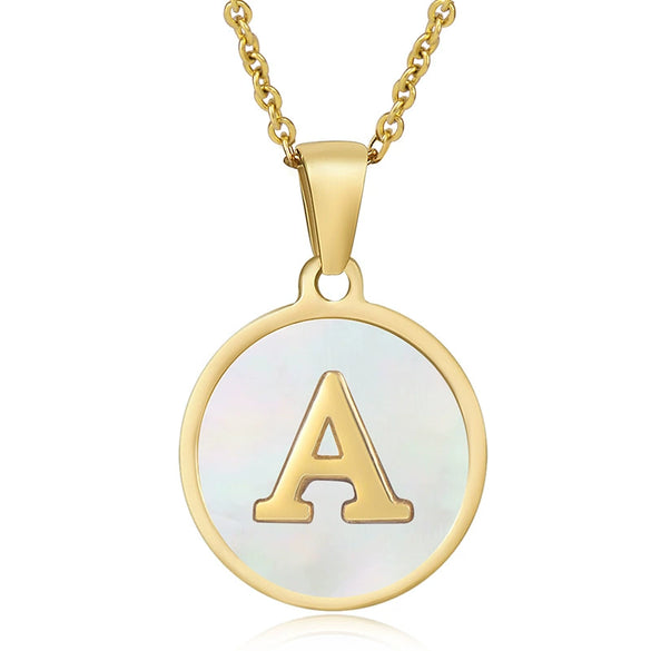 316L Stainless Steel Women's Letter Pattern Gold Inlaid Cross Chain Clavicle Necklace Pendant Jewelry