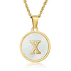 316L Stainless Steel Women's Letter Pattern Gold Inlaid Cross Chain Clavicle Necklace Pendant Jewelry