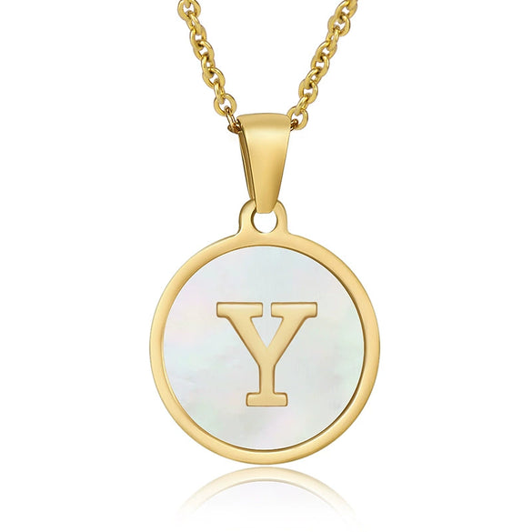 316L Stainless Steel Women's Letter Pattern Gold Inlaid Cross Chain Clavicle Necklace Pendant Jewelry