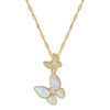 Titanium Steel Women's Light Luxury Butterfly Microinlaid Real Gold Necklace With Motherofpearl And Geometric Pattern And Diamond Design