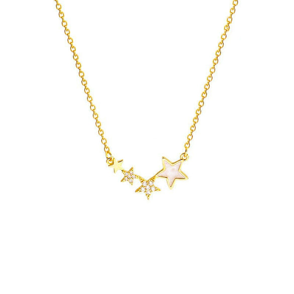Titanium Steel Women's Light Luxury Fivepointed Star Clavicle Chain With Mixed Gem Inlay And Zircon Inlaid Pendant