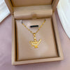 Titanium Steel Women's Light Luxury Geometric Diamond Microinlaid Zircon Pendant Necklace Copper Plated Gold