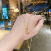 Titanium Steel Women's Light Luxury Geometric Lucky Gourd Beating Heart Pendant Necklace Set With Precious Stones