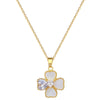 Titanium Steel Women's Light Luxury Geometric Shell Four Leaf Flower Necklace And Earrings Set With Electroplating