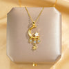 Titanium Steel Women's Light Luxury Geometric Tassel Star Moon Pendant Necklace With Diamond Treatment