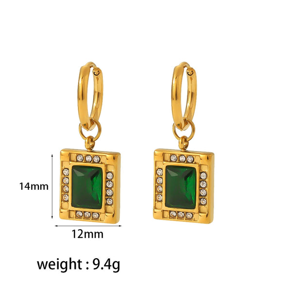 Titanium Steel Women's Light Luxury Geometric Zircon Earrings