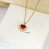 Titanium Steel Women's Light Luxury Heart Shape Pendant Jewelry With Gemstone And Electroplating