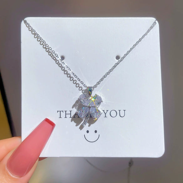 Titanium Steel Women's Light Luxury Microinlaid Diamond Geometric Necklace
