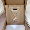 Titanium Steel Women's Light Luxury Microinlaid Geometric Diamond Necklace With Horse Eyes And Sunflower Design
