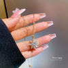 Titanium Steel Women's Light Luxury Microinlaid Geometric Diamond Necklace With Horse Eyes And Sunflower Design