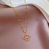 Titanium Steel Women's Light Luxury Necklace With Geometric Pattern And Diamond Microinlaid Flower Pendant
