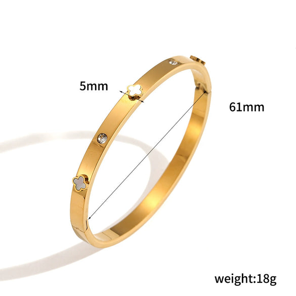 Titanium Steel Women's Light Luxury Retro Flower Bracelet With Electroplating