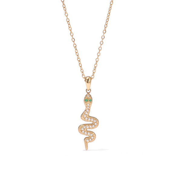 Titanium Steel Women's Light Luxury Snake Pendant O Word Chain Necklace With Geometric Pattern And Electroplating