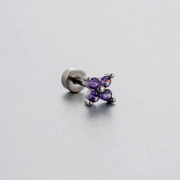 Titanium Steel Women's Love Butterfly Zircon Earrings