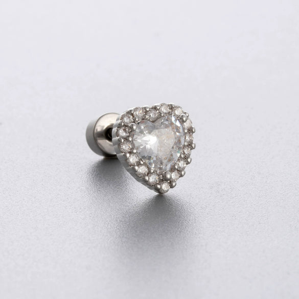 Titanium Steel Women's Lovely Inlaid Zircon Heart Flower Star Ear Nails