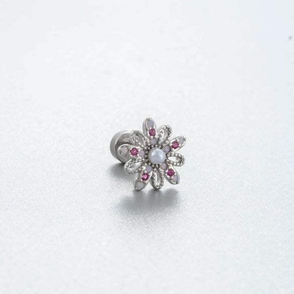 Titanium Steel Women's Lovely Inlaid Zircon Heart Flower Star Ear Nails