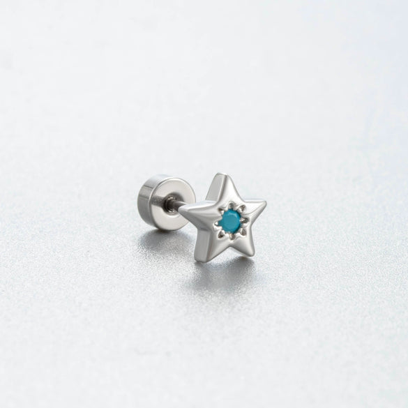 Titanium Steel Women's Lovely Inlaid Zircon Heart Flower Star Ear Nails