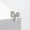 Titanium Steel Women's Lovely Style Zircon Inlaid Double Screw Bow Earring
