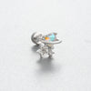 Titanium Steel Women's Lovely Style Zircon Inlaid Double Screw Bow Earring