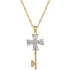 Titanium Steel Women's Luxury Flower Key Necklace With Geometric Pattern And Copper Pendant